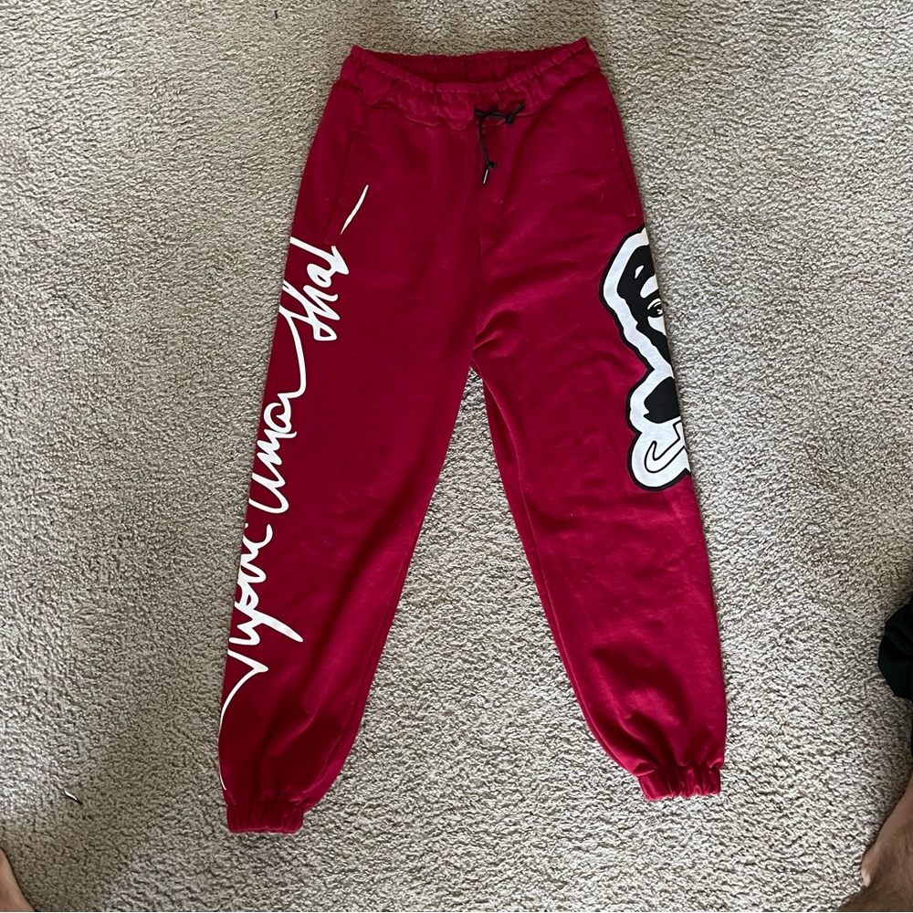 Red sweatpants